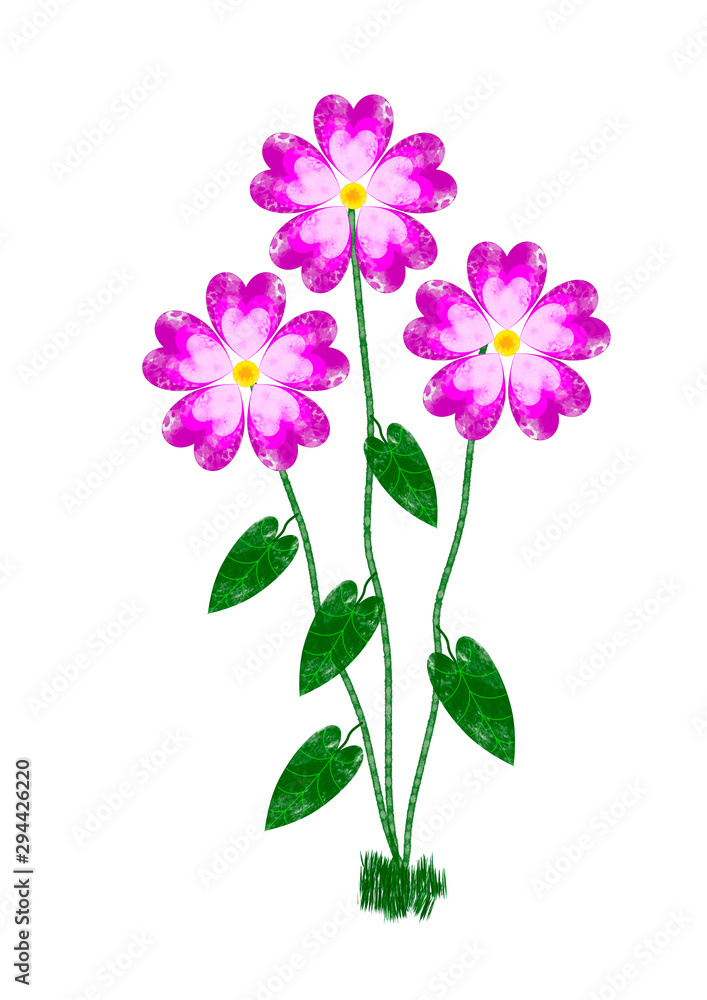 Bouquet de trois fleurs imaginaires sur fond blanc Bouquet de trois fleurs imaginaires sur fond blanc