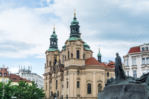  Baroque Church Of St Nicholas Of Old Town and Jan Hus Memorial at the Prague old town square, the central square of the historic part of Prague
