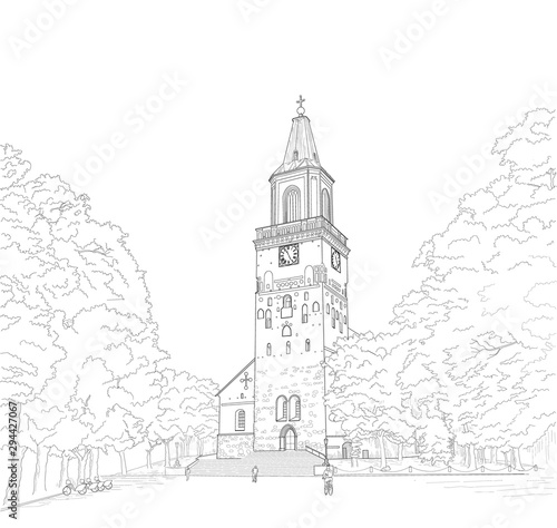 cketch of the cathedral in turku