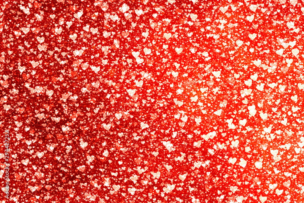 Beautiful confetti hearts falling. Valentine's Day abstract red background with hearts Beautiful confetti hearts falling. Valentine's Day abstract red background with hearts