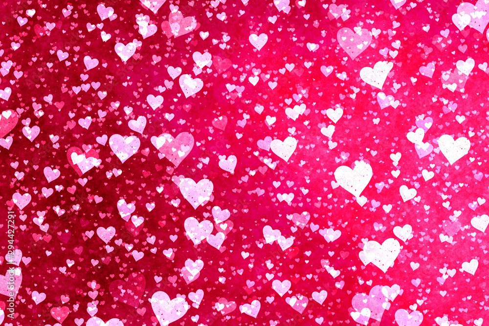 Beautiful confetti hearts falling. Valentine's Day abstract red background with hearts Beautiful confetti hearts falling. Valentine's Day abstract red background with hearts