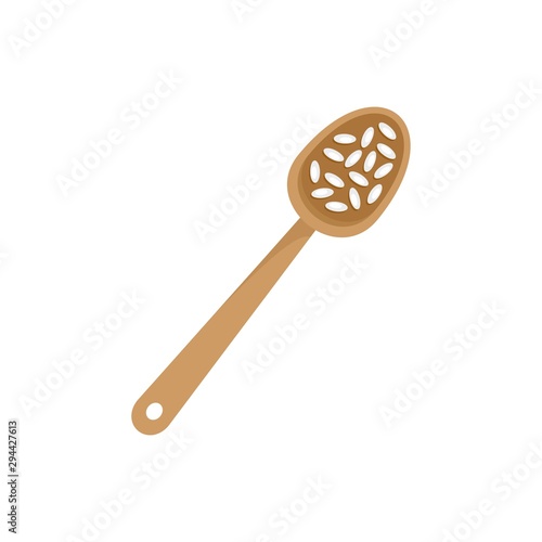 Rice on spoon icon. Flat illustration of rice on spoon vector icon for web design