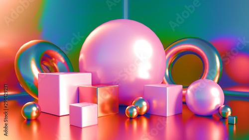 Elegant, beautiful abstract background with elements, studio, pedestal, minimalism. 3d illustration, 3d ..rendering.