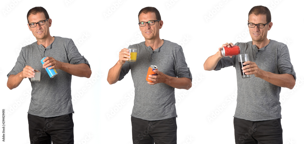 man drinking different soda drinks man drinking different soda drinks
