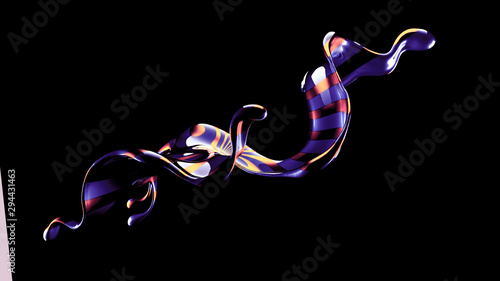 Beautiful elegant metal splash on a black background. 3d illustration, 3d rendering.