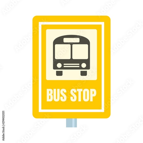 School bus stop sign icon. Flat illustration of school bus stop sign vector icon for web design