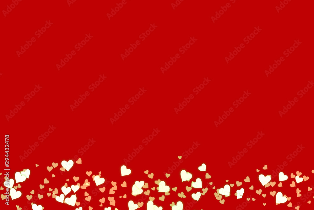 Beautiful confetti hearts falling. Valentine's Day abstract red background with hearts Beautiful confetti hearts falling. Valentine's Day abstract red background with hearts