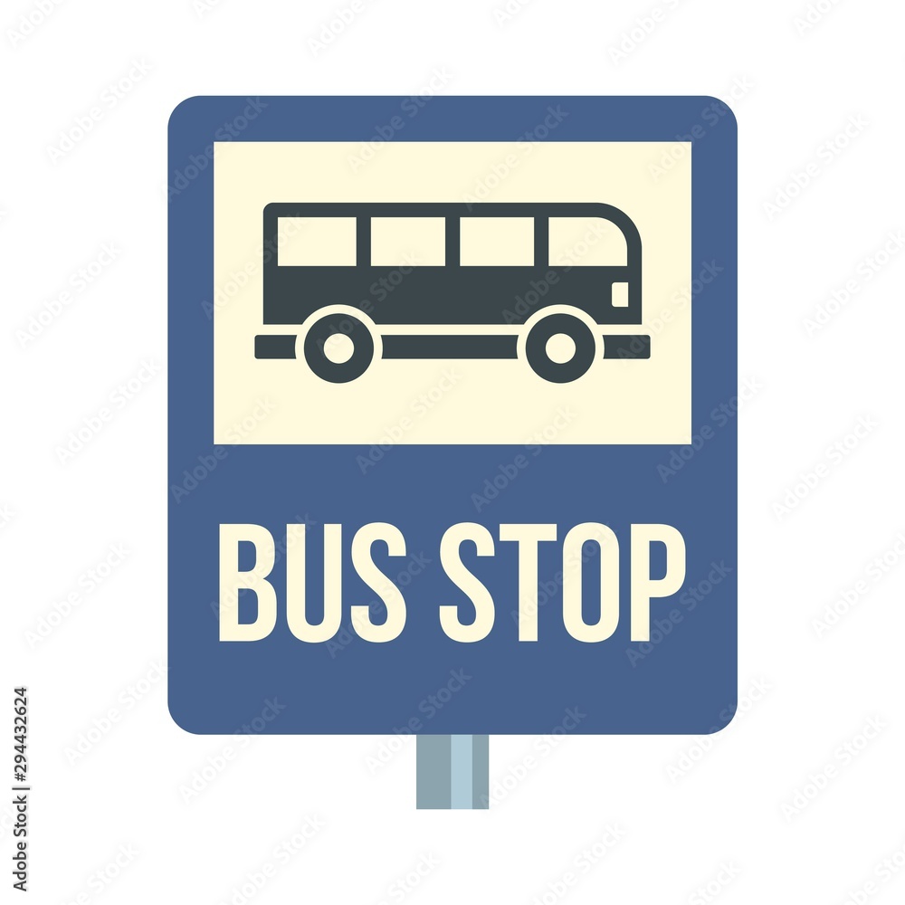 Bus stop traffic sign icon. Flat illustration of bus stop traffic sign vector icon for web design Bus stop traffic sign icon. Flat illustration of bus stop traffic sign vector icon for web design