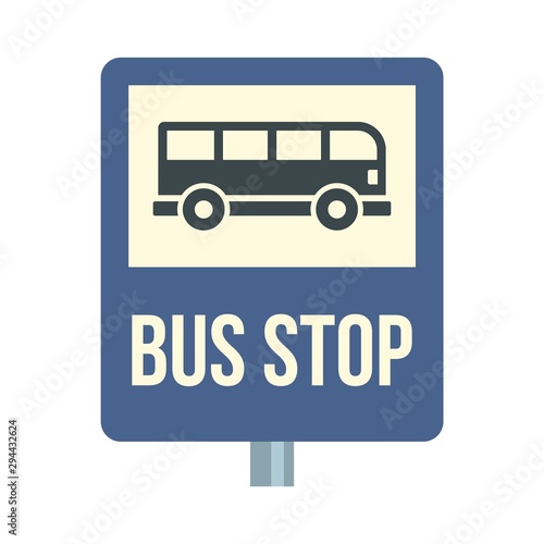 Bus stop traffic sign icon. Flat illustration of bus stop traffic sign vector icon for web design