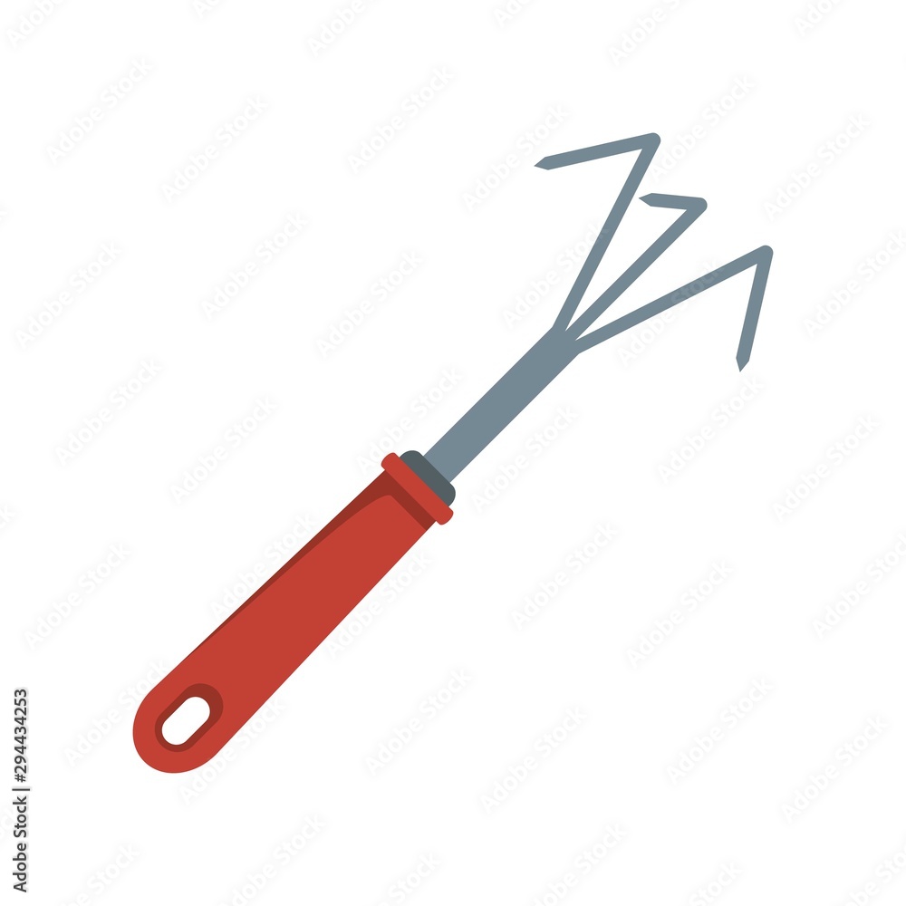 Metal hand rake icon. Flat illustration of metal hand rake vector icon for web design Metal hand rake icon. Flat illustration of metal hand rake vector icon for web design