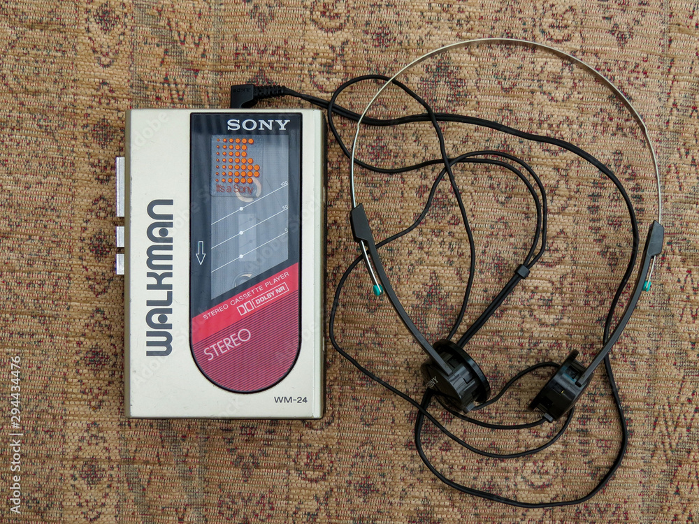 Sony Walkman portable personal audio cassette player. Model WM-24. Stock  Photo