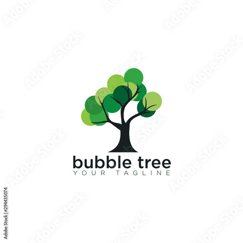 logo bubble tree, circular leaf vector