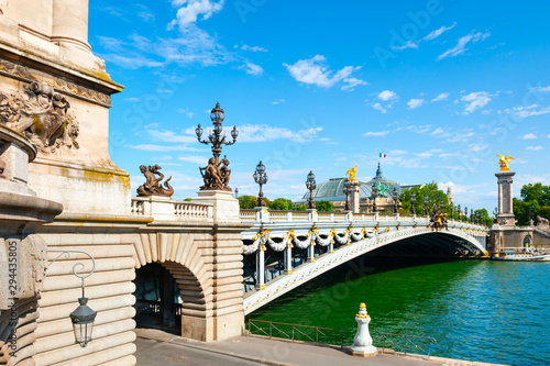 Photography Alexandre III bridge and Seine river in Paris, France