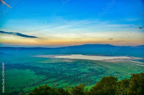 sunset over ngorongoro crater photo