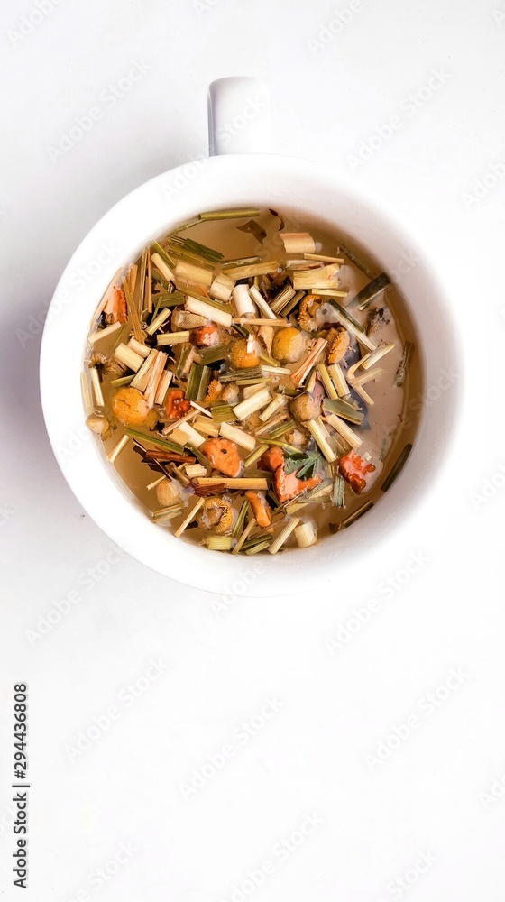 chamomile tea isolated background herbs in a cup chamomile tea isolated background herbs in a cup