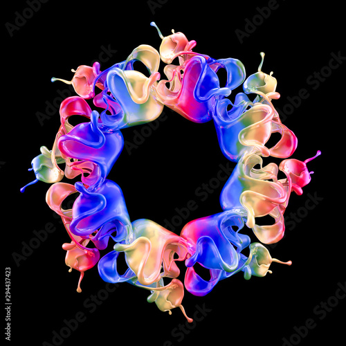 Splash fluid. 3d illustration, 3d rendering.