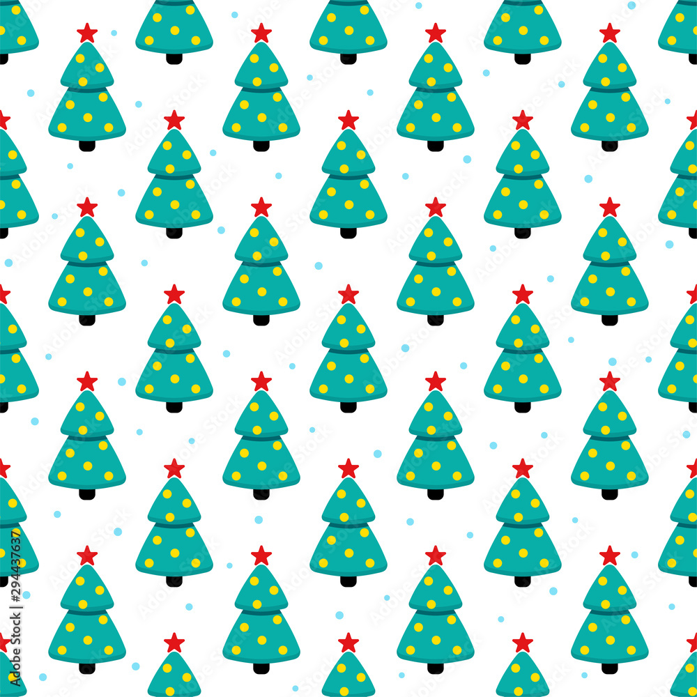 Christmas tree flat seamless pattern