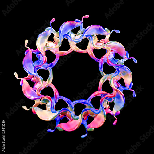 Splash fluid. 3d illustration, 3d rendering.