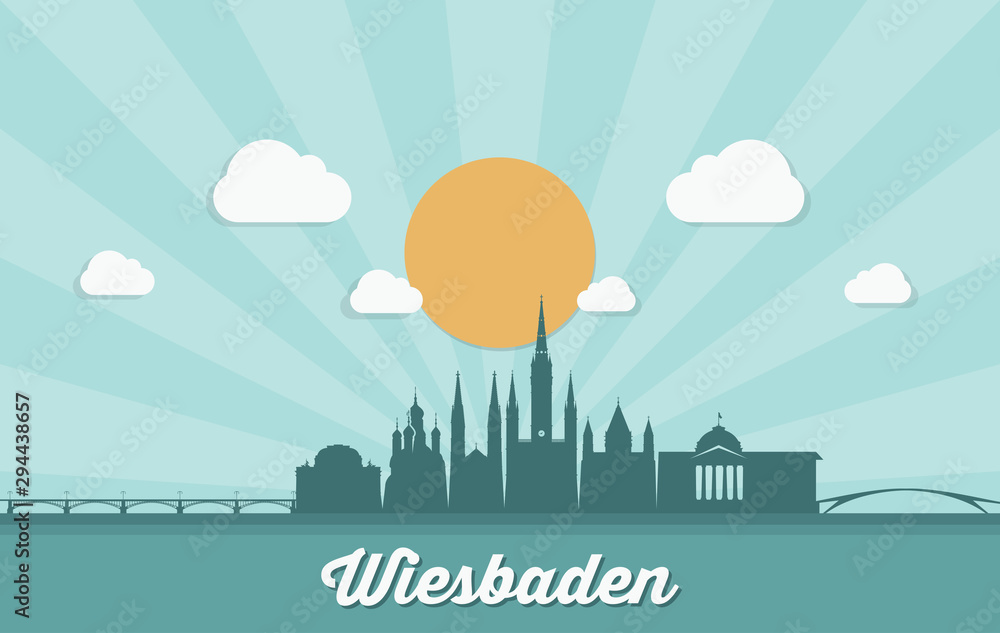 Wiesbaden skyline - Germany - vector illustration