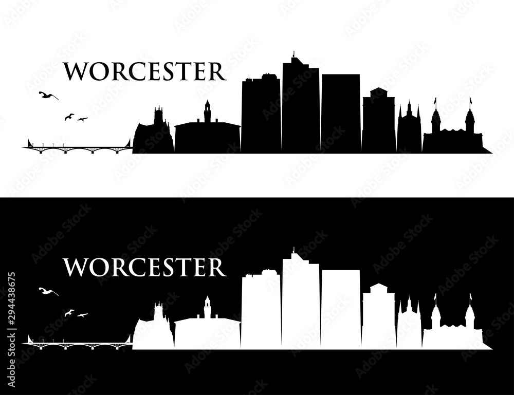 Worcester skyline - Massachusetts, United States of America, USA - vector illustration