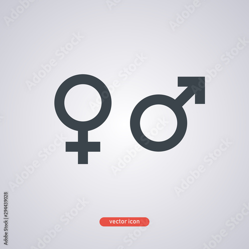 Gender black icons isolated on gray background. Vector illustration.