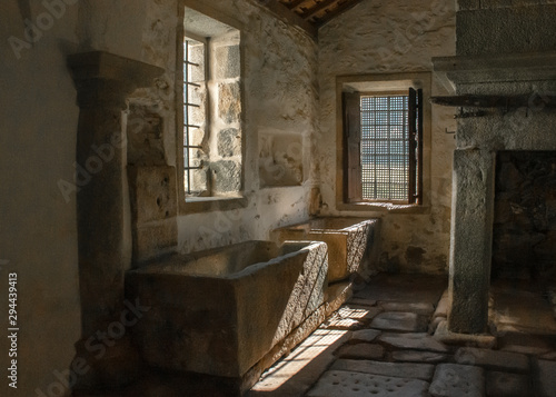 Food Stone Baths In Window Light & Shadows, Tibaes Monastery, Portugal photo