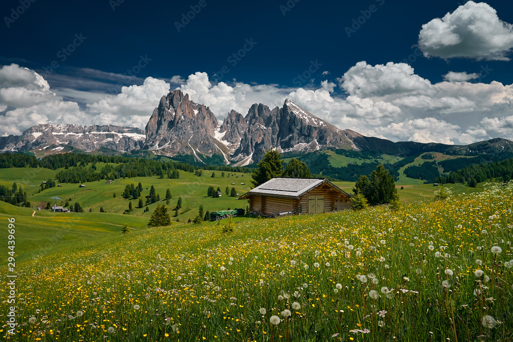 The landscape around Alpe di Siusi/Seiser Alm, Dolomites, Italy