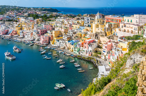 Fototapeta Naklejka Na Ścianę i Meble -  Panoramic sight of the beautiful island of Procida, near Napoli, Campania region, Italy.