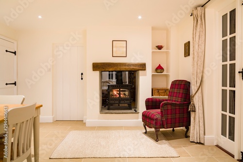 Obraz na płótnie Country home interior with wood burner