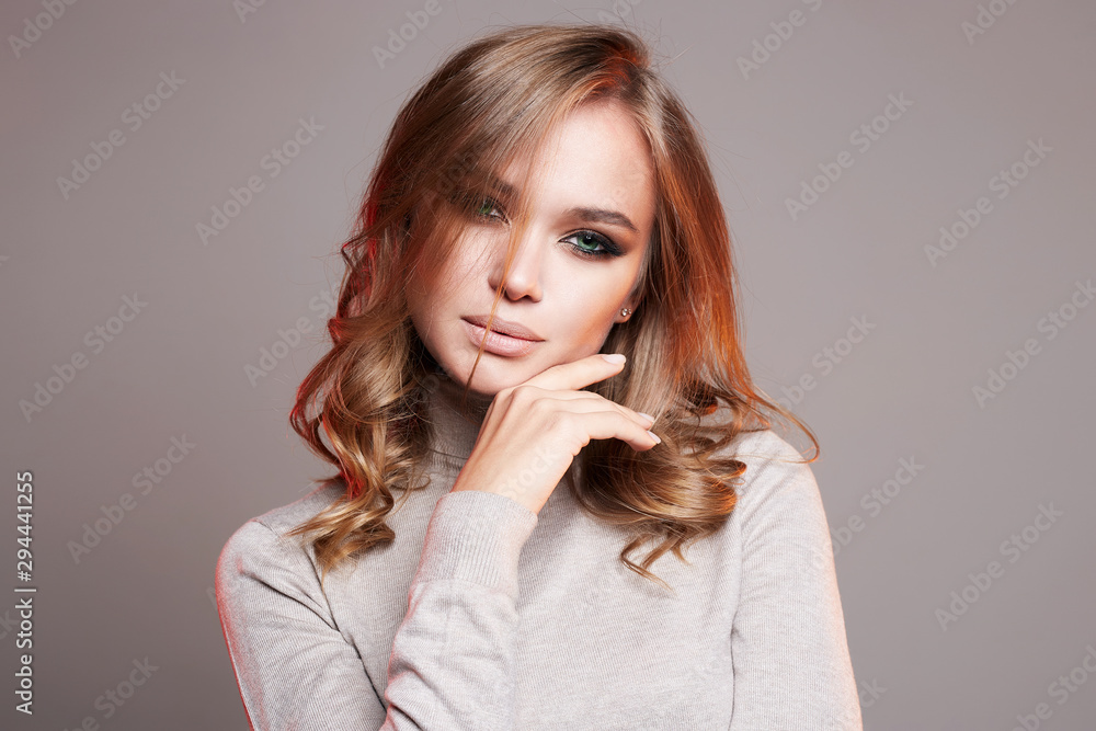 sensual beautiful girl with make-up and curly blond Hair sensual beautiful girl with make-up and curly blond Hair