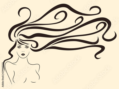 Beautiful woman with luxury hair in flow
