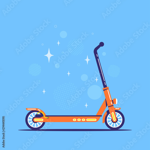 Electric push scooter icon, flat style illustration