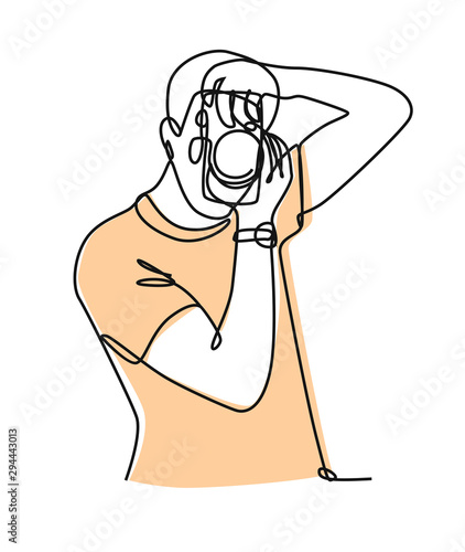photographer drawn continuous Line Doodle