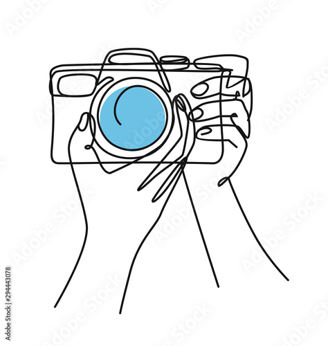 photographer drawn continuous Line Doodle