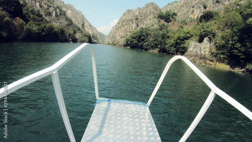 Beautiful view from small boat of Matka lake in Skopje, Macedonia