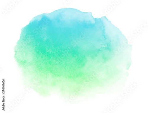 Artistic watercolor blue green brushstroke with uneven edges.