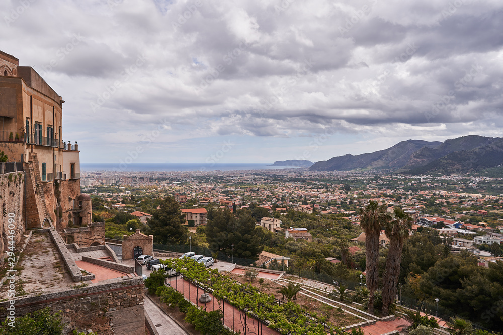 Cityscape Picture of Palermo, capitol and largest city on italian island Sicily known as mafia city but beautiful mediterranean historic town ideal to spend summer holiday, Picture taken in cloudy day