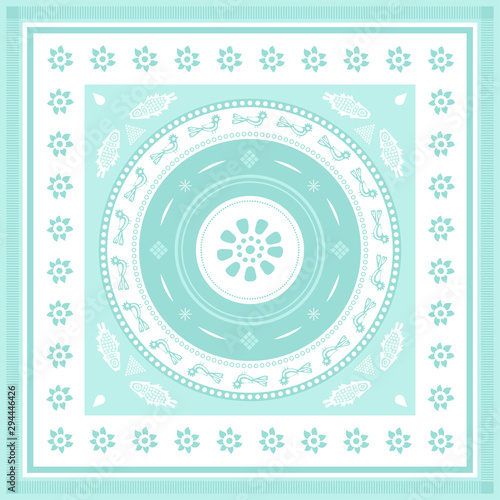 Georgian traditional ornaments. Vector Ornament With Caucasian Motifs. Persian colored carpet.Vector, Illustration.  Rich ornament for fabric design, handmade, interior decoratio