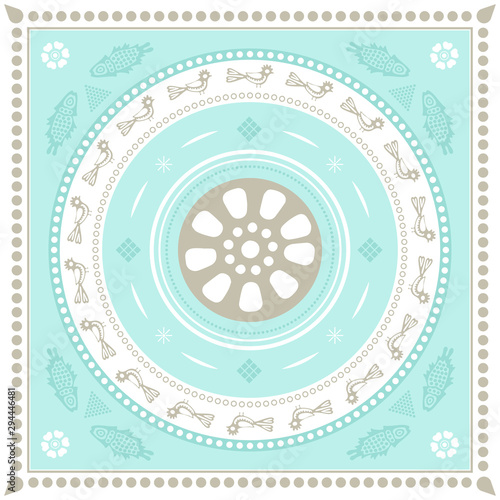 Georgian traditional ornaments. Vector Ornament With Caucasian Motifs. Persian colored carpet.Vector, Illustration.  Rich ornament for fabric design, handmade, interior decoratio