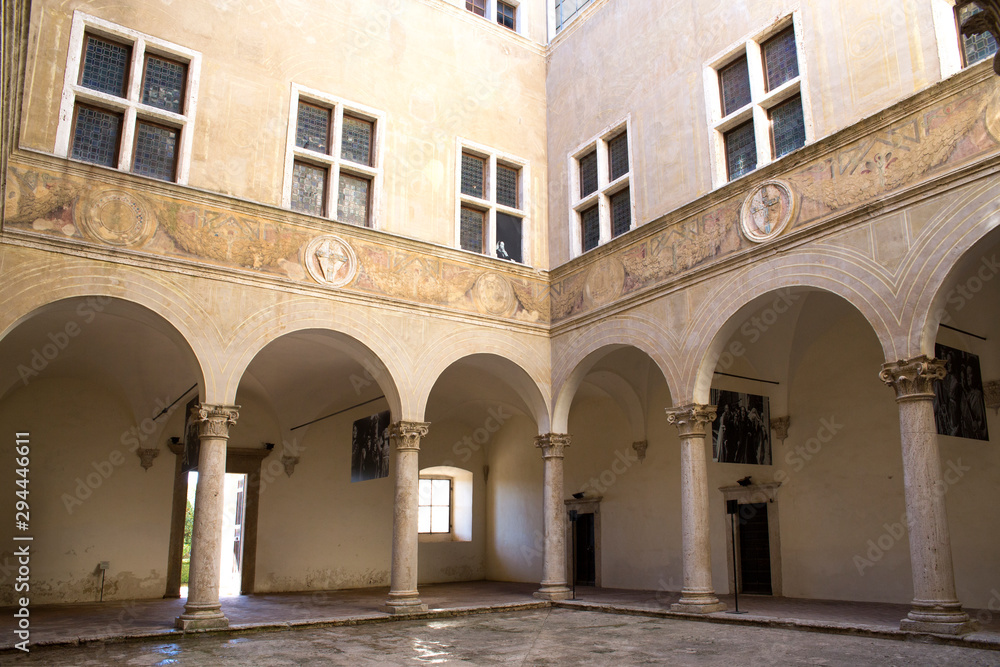 Atrium of the Piccolomini palace in Pienza, Italy
