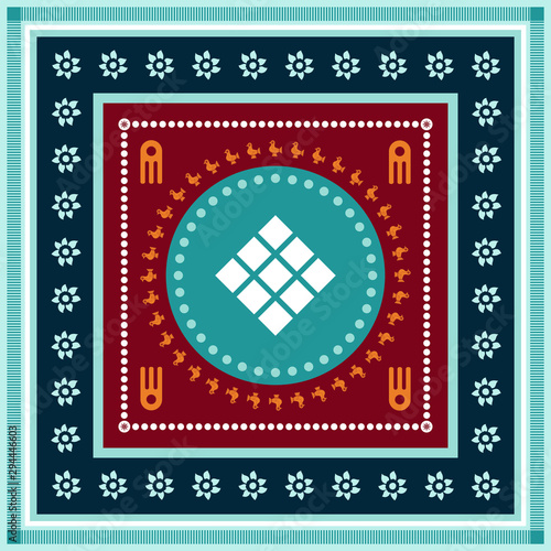 Georgian traditional ornaments. Vector Ornament With Caucasian Motifs. Persian colored carpet.Vector, Illustration.  Rich ornament for fabric design, handmade, interior decoratio