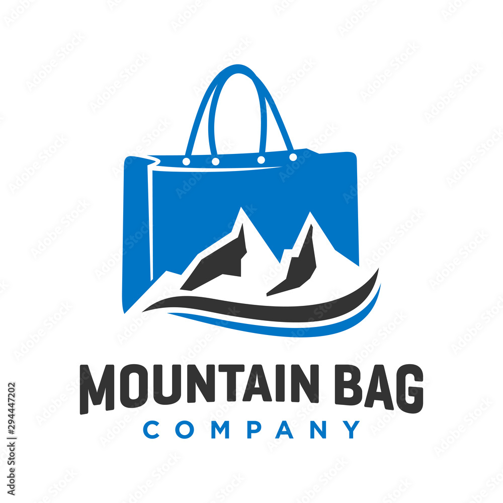 shopping and mountain bag logo design