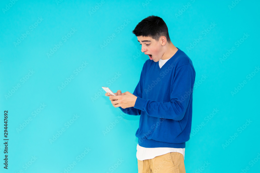 teenage man isolated on color background teenage man isolated on color background