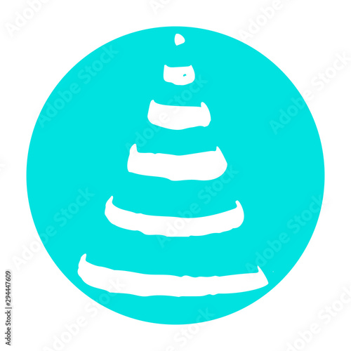 Minimalistic hand drawn Christmas tree fir icon isolated on white background. New Year minimal concept. Vector illustration. Can be used for greeting card, invitation, banner, web