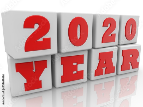 Wallpaper Mural Toy cubes in white with New year concept on white background Torontodigital.ca