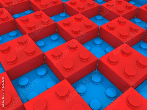 Toy bricks in blue and red