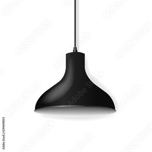 Black Hanging Lamp Isolated White Background
