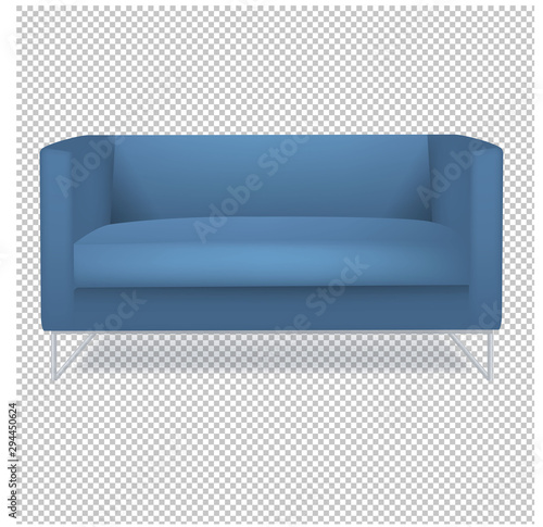 Blue Sofa Isolated Transparent Background