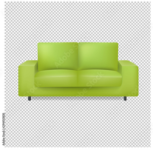 Green Sofa Isolated Transparent Background