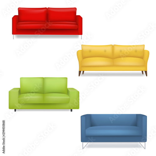 Sofa Big Collection Isolated White Background